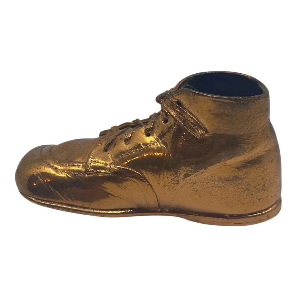 Vintage Bronze‎ Baby Shoes Keepsake Collectibles Pair Appr. 6 Long Mid-Century